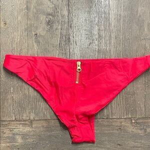 Beach Bunny Red Bikini Bottom with Gold Accent